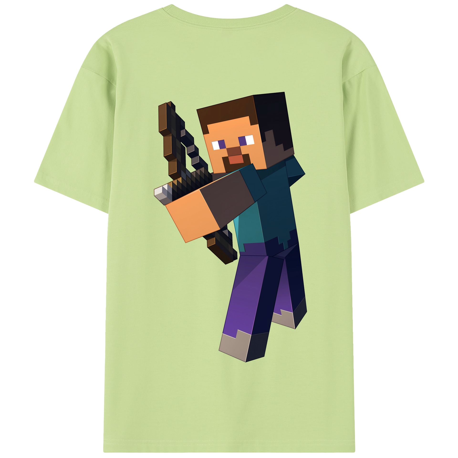 （画像用） マインクラフト ブロックの世界 Minecraft MC Block world 綿100％半袖Tシャツ（背面プリント）